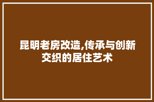 昆明老房改造,传承与创新交织的居住艺术