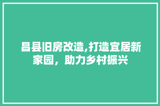 昌县旧房改造,打造宜居新家园，助力乡村振兴