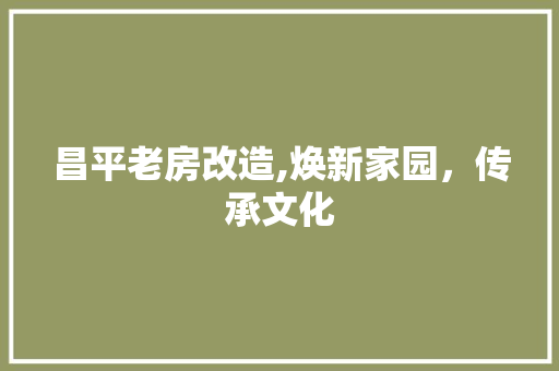 昌平老房改造,焕新家园，传承文化