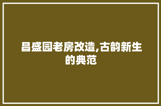 昌盛园老房改造,古韵新生的典范