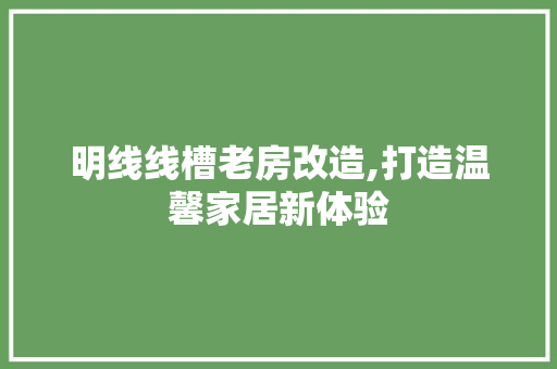 明线线槽老房改造,打造温馨家居新体验