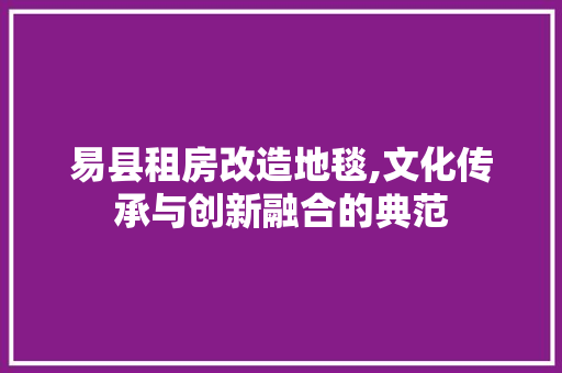 易县租房改造地毯,文化传承与创新融合的典范 家电维修