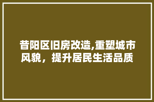 昔阳区旧房改造,重塑城市风貌，提升居民生活品质