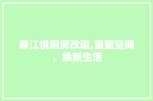 春江悦厨房改造,重塑空间，焕新生活