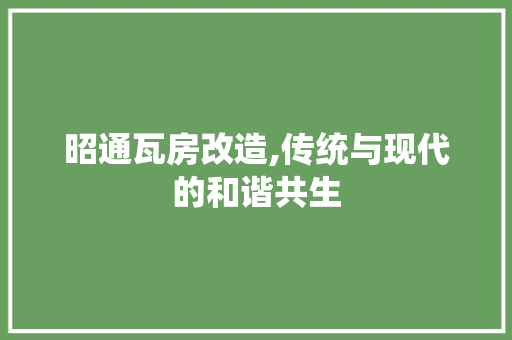 昭通瓦房改造,传统与现代的和谐共生 居家维修