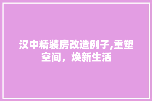 汉中精装房改造例子,重塑空间，焕新生活