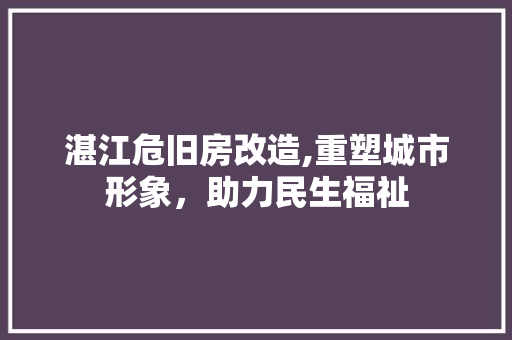 湛江危旧房改造,重塑城市形象，助力民生福祉