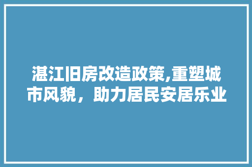 湛江旧房改造政策,重塑城市风貌，助力居民安居乐业
