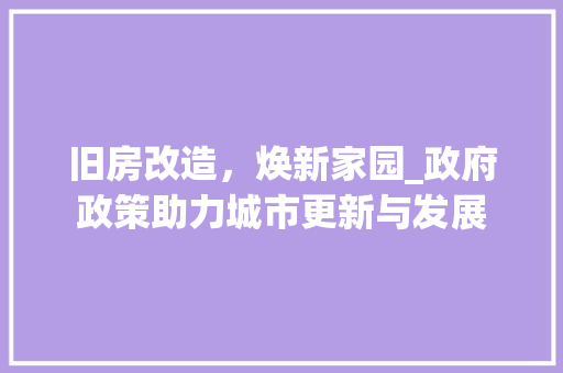 旧房改造，焕新家园_政府政策助力城市更新与发展
