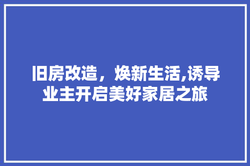 旧房改造，焕新生活,诱导业主开启美好家居之旅