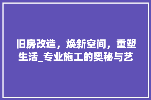 旧房改造，焕新空间，重塑生活_专业施工的奥秘与艺术