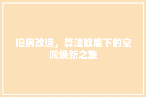 旧房改造，算法赋能下的空间焕新之旅