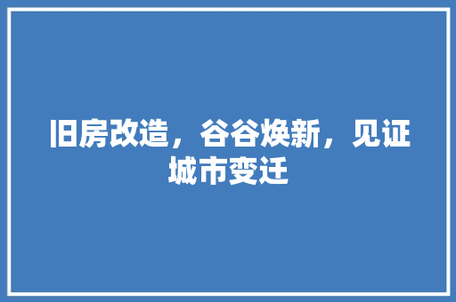旧房改造，谷谷焕新，见证城市变迁