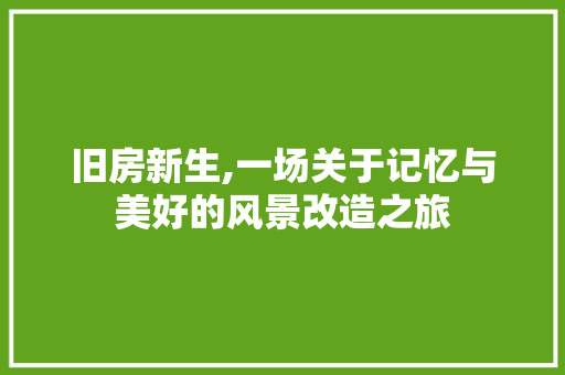 旧房新生,一场关于记忆与美好的风景改造之旅