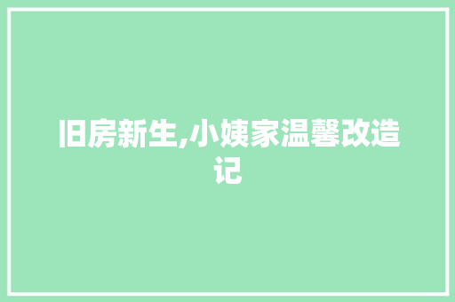 旧房新生,小姨家温馨改造记