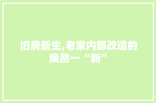 旧房新生,老家内部改造的焕然一“新”
