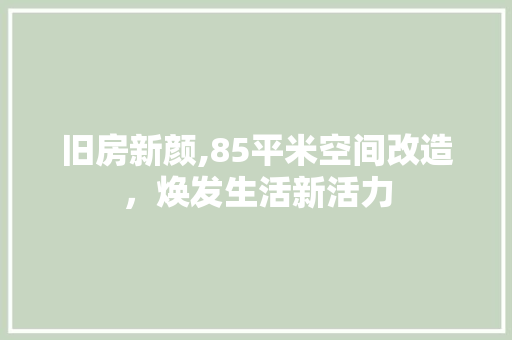 旧房新颜,85平米空间改造，焕发生活新活力