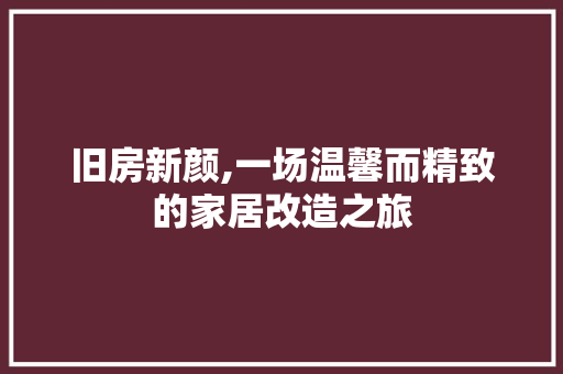 旧房新颜,一场温馨而精致的家居改造之旅
