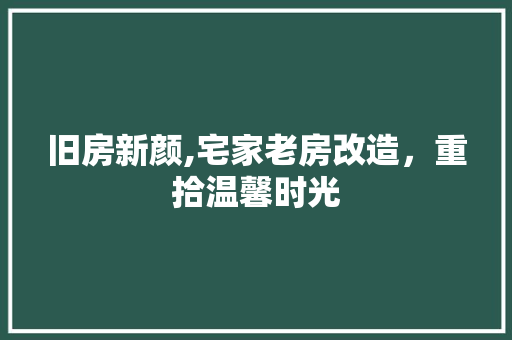 旧房新颜,宅家老房改造，重拾温馨时光