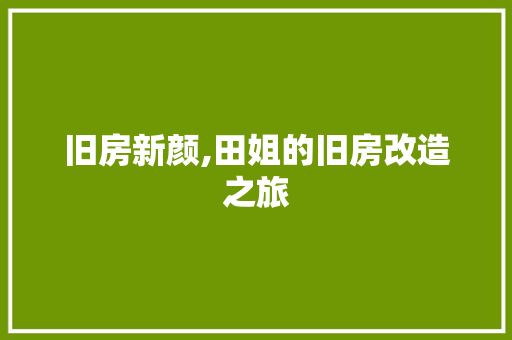 旧房新颜,田姐的旧房改造之旅