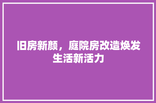 旧房新颜，庭院房改造焕发生活新活力
