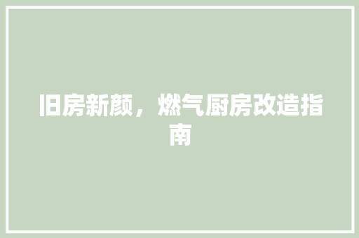 旧房新颜，燃气厨房改造指南