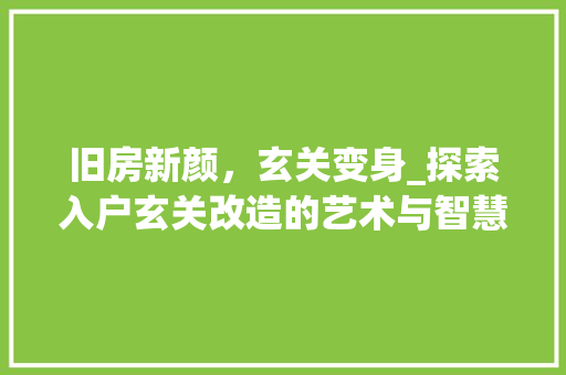 旧房新颜，玄关变身_探索入户玄关改造的艺术与智慧 家电维修