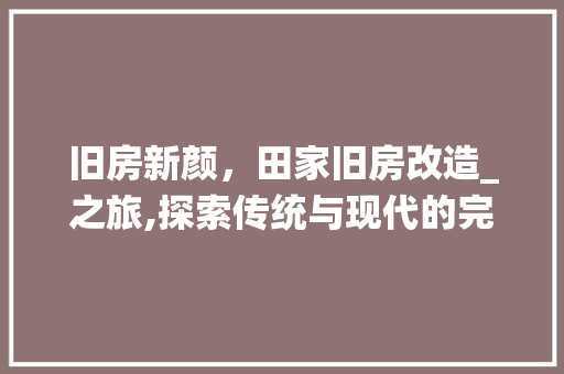 旧房新颜，田家旧房改造_之旅,探索传统与现代的完美融合
