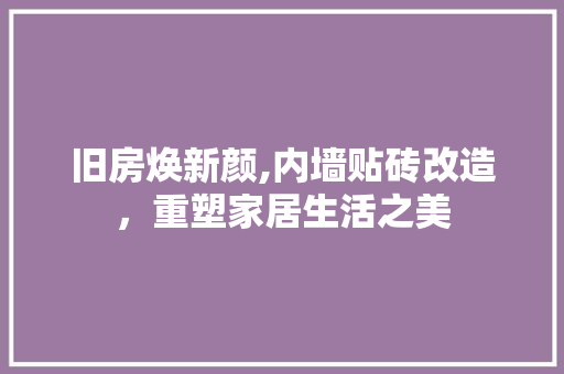 旧房焕新颜,内墙贴砖改造，重塑家居生活之美
