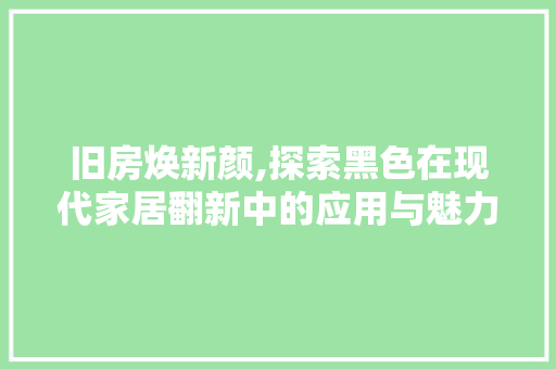 旧房焕新颜,探索黑色在现代家居翻新中的应用与魅力