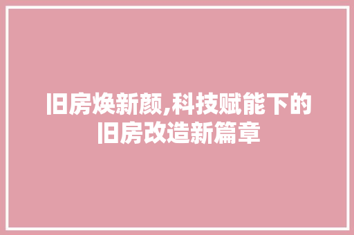 旧房焕新颜,科技赋能下的旧房改造新篇章
