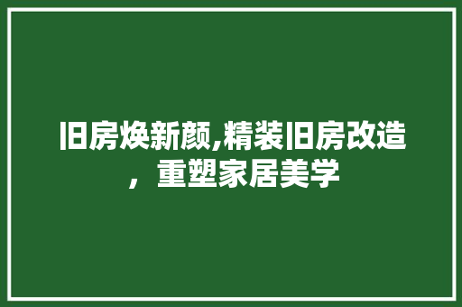 旧房焕新颜,精装旧房改造，重塑家居美学