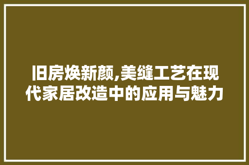 旧房焕新颜,美缝工艺在现代家居改造中的应用与魅力