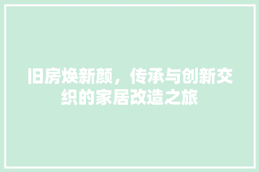 旧房焕新颜，传承与创新交织的家居改造之旅