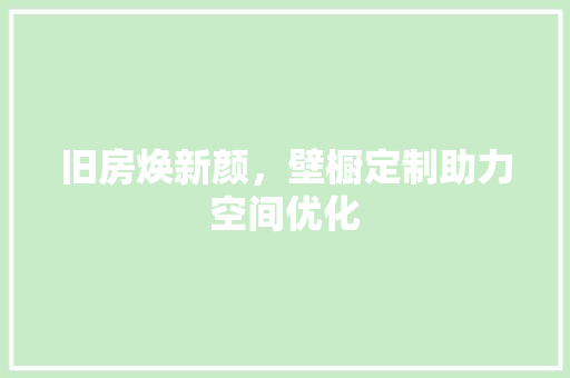 旧房焕新颜，壁橱定制助力空间优化