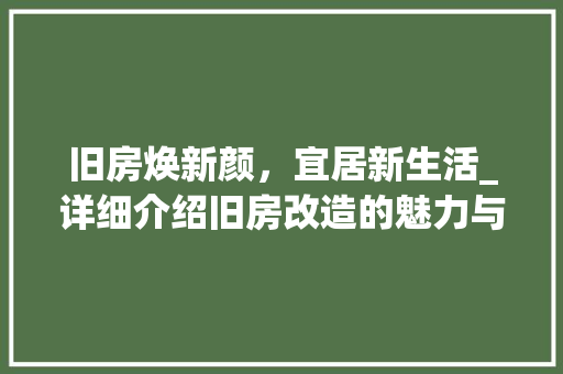 旧房焕新颜，宜居新生活_详细介绍旧房改造的魅力与价值