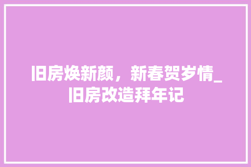 旧房焕新颜，新春贺岁情_旧房改造拜年记