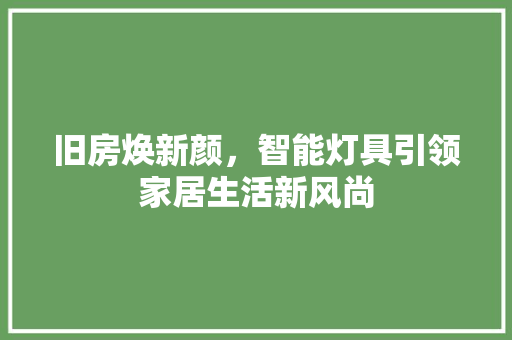 旧房焕新颜，智能灯具引领家居生活新风尚