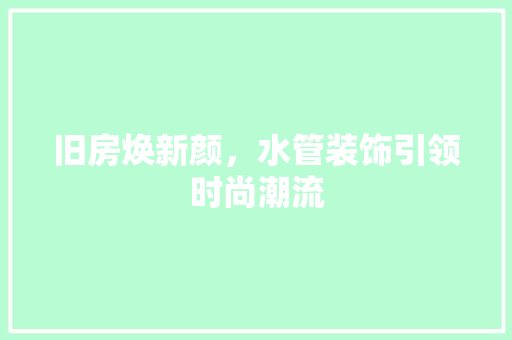 旧房焕新颜，水管装饰引领时尚潮流