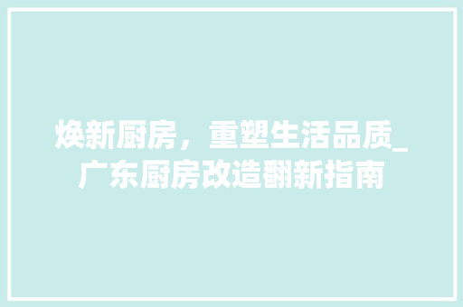 焕新厨房，重塑生活品质_广东厨房改造翻新指南