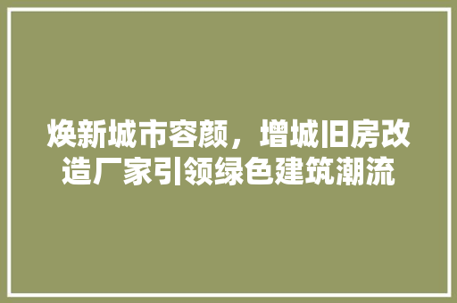 焕新城市容颜，增城旧房改造厂家引领绿色建筑潮流