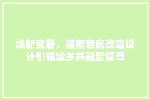 焕新宜居，灌南老房改造设计引领城乡共融新篇章 厨房维修