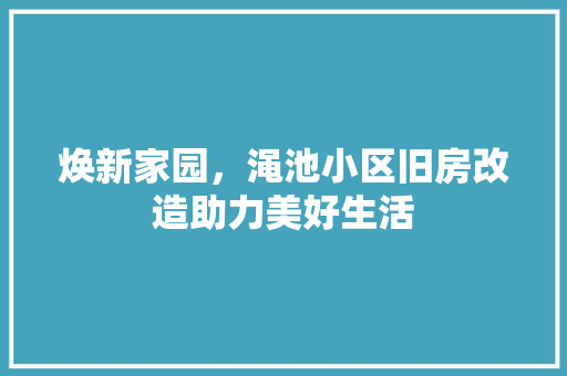 焕新家园，渑池小区旧房改造助力美好生活