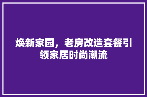焕新家园，老房改造套餐引领家居时尚潮流