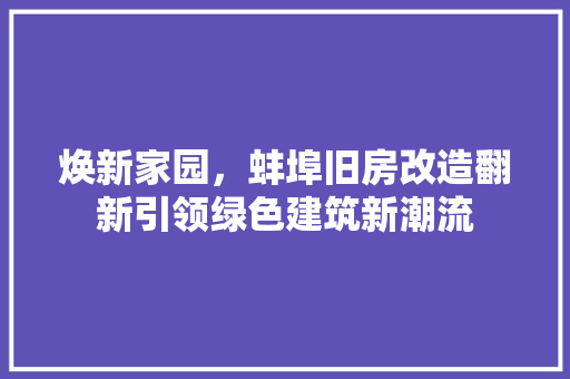 焕新家园，蚌埠旧房改造翻新引领绿色建筑新潮流