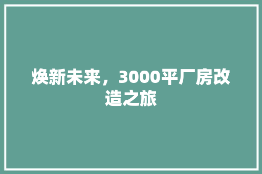 焕新未来，3000平厂房改造之旅