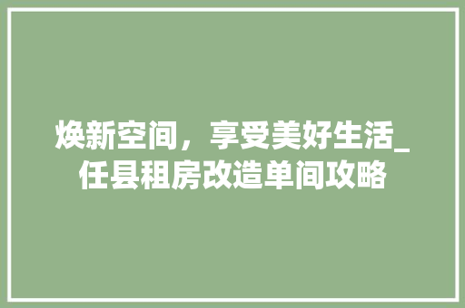焕新空间，享受美好生活_任县租房改造单间攻略