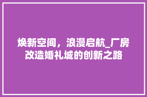 焕新空间，浪漫启航_厂房改造婚礼城的创新之路 厨房维修