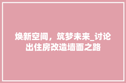 焕新空间，筑梦未来_讨论出住房改造墙面之路 居家维修
