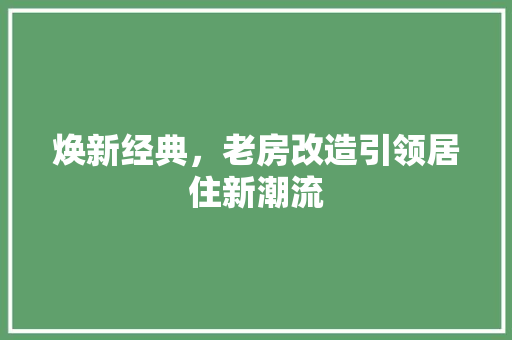 焕新经典，老房改造引领居住新潮流